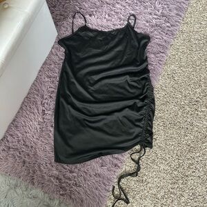 Plus/Curvy Black Cami Drawstring Dress